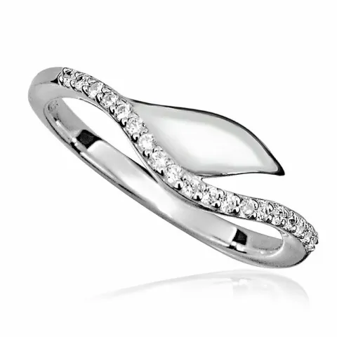 abstrakt zirkon ring i rhodinerat silver