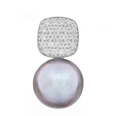 Fyrkantigt pärla hängen i rhodinerat silver