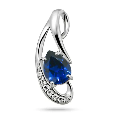 Blank abstrakt blå hängen i rhodinerat silver