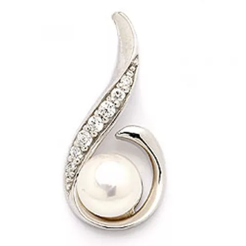 äkta  vit pärla hängen i rhodinerat silver