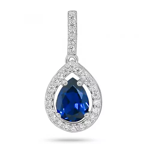 Elegant droppe blå hängen i rhodinerat silver