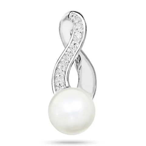 runt pärla hängen i rhodinerat silver