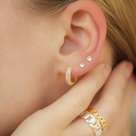 13,5 mm zirkon creol i förgyllt silver - Lumé Illume