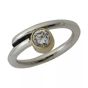 Elegant RS of Scandinavia ring i silver med 14 karat guld vit zirkon