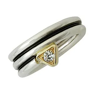 RS of Scandinavia ring i oxiderat sterlingsilver med 14 karat guld vit zirkon