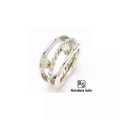 RS of Scandinavia ring i silver och 14 karat guld vit zirkon