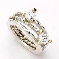RS of Scandinavia ring i silver och 14 karat guld vita zirkoner
