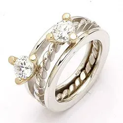 RS of Scandinavia ring i silver och 14 karat guld vita zirkoner