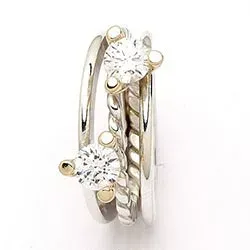 RS of Scandinavia ring i silver och 14 karat guld vita zirkoner