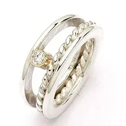 RS of Scandinavia ring i silver och 14 karat guld vit zirkon