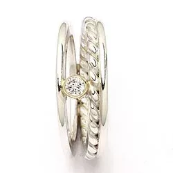 RS of Scandinavia ring i silver och 14 karat guld vit zirkon