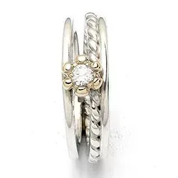 RS of Scandinavia blomma ring i silver och 14 karat guld vit zirkon