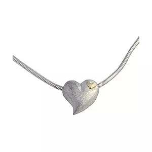 RS of Scandinavia hjärta hängen med halskedja i silver med 14 karat guld