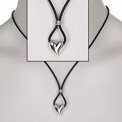RS of Scandinavia hjärta hängen med halskedja i silver med gummiband vit zirkon