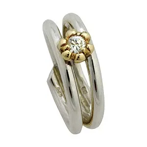 RS of Scandinavia ring i silver med 14 karat guld vit zirkon
