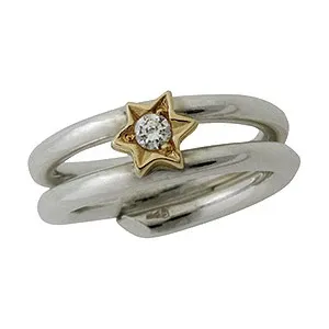 RS of Scandinavia ring i silver med 14 karat guld vit zirkon