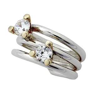 RS of Scandinavia ring i silver med 14 karat guld vit zirkon