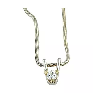 RS of Scandinavia vita zirkon hängen med halskedja i silver med 14 karat guld vit zirkon