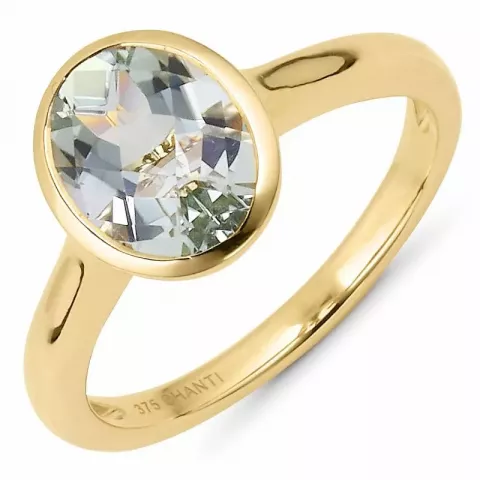 oval ametist ring i 9 karat guld