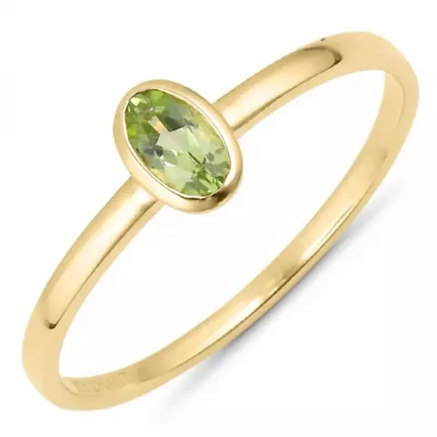 Elegant oval grön peridot ring i 9 karat guld