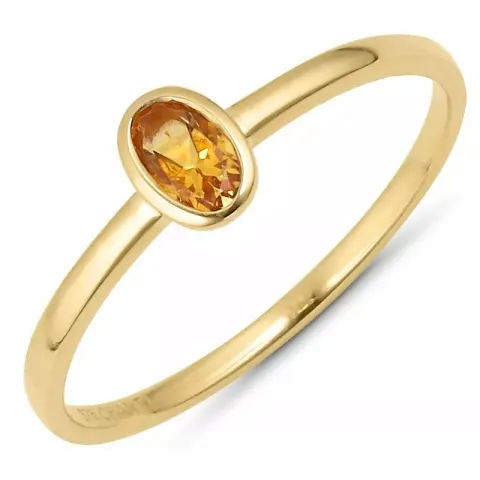 Förtjusande oval orange citrin ring i 9 karat guld