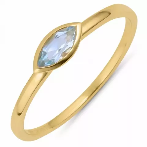 Förtjusande oval blå topas ring i 9 karat guld