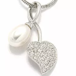 vit pärla hängen i silver