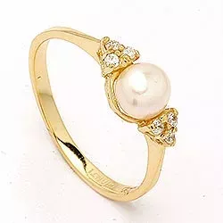 pärla ring i förgyllt silver