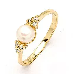 pärla ring i förgyllt silver