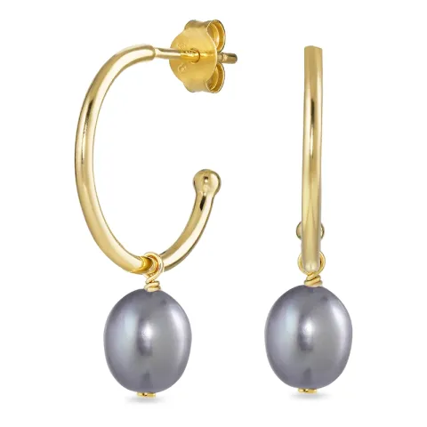 grå pärla halvcreol i förgyllt silver