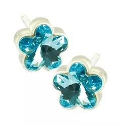 Blomdahl blomma örhängen i plast blå kristal