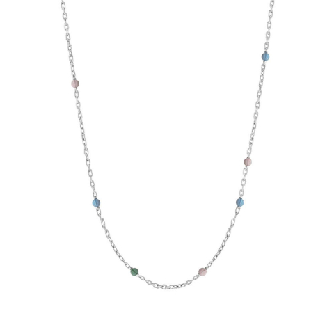 NORDAHL ANDERSEN halsband i rhodinerat silver rosa kvarts grön aventurin