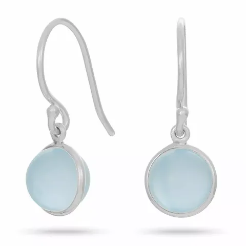 Långt nordahl andersen runt örhängen i rhodinerat silver blå calcedoniter