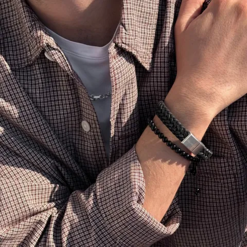 Nordahl andersen armband i stål svart onyx