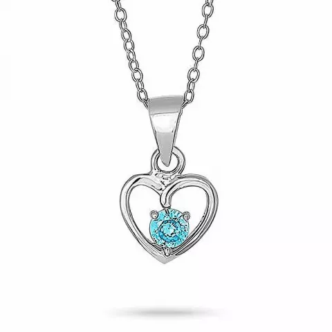 NORDAHL ANDERSEN hjärta hängen med halskedja i rhodinerat silver blå zirkon
