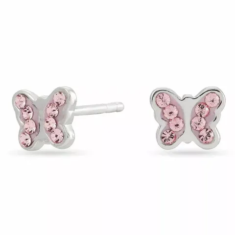 Nordahl andersen fjäril örhängen i rhodinerat silver rosa zirkoner