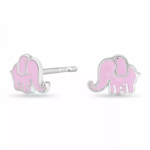 NORDAHL ANDERSEN elefant örhängen i rhodinerat silver rosa emalj