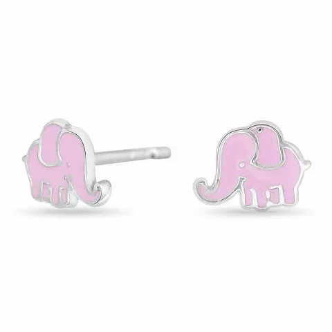 NORDAHL ANDERSEN elefant örhängen i rhodinerat silver rosa emalj