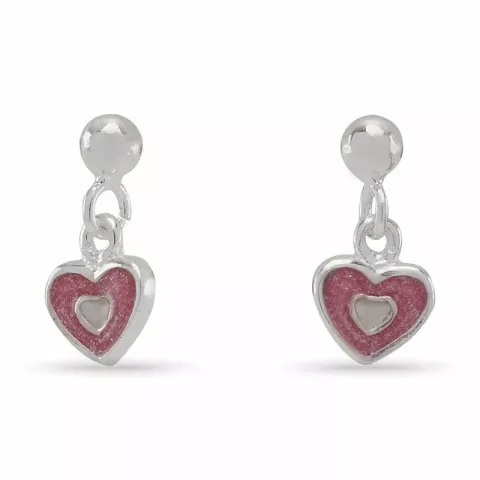 Nordahl andersen hjärta örhängen i rhodinerat silver rosa glitter