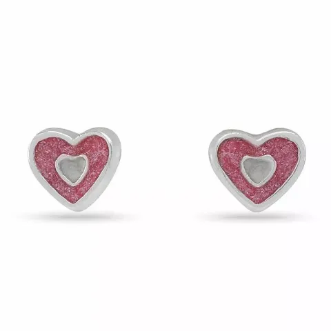 Nordahl andersen hjärta örhängen i rhodinerat silver rosa glitter