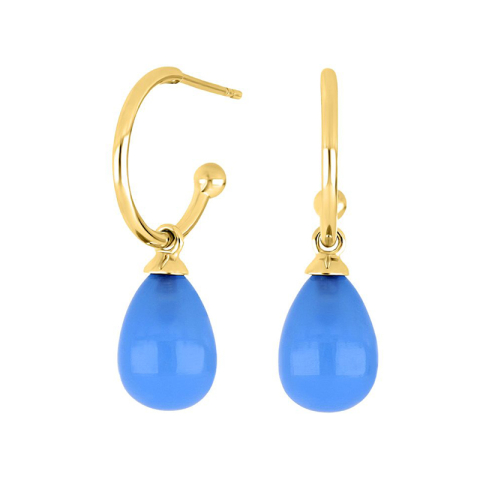 NORDAHL ANDERSEN calcedonit örhängen i förgyllt silver blå calcedonit