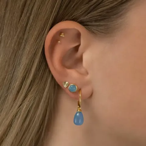 NORDAHL ANDERSEN calcedonit örhängen i förgyllt silver blå calcedonit