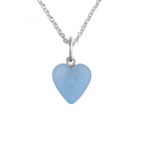 NORDAHL ANDERSEN hjärta blå calcedonit halsband i rhodinerat silver blå calcedonit