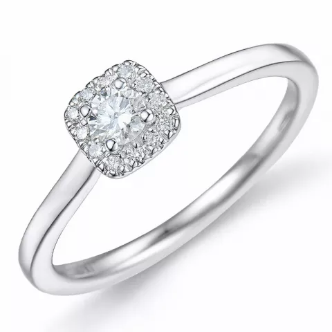 fyrkantigt diamant ring i 14  karat vitguld 0,15 ct 0,06 ct