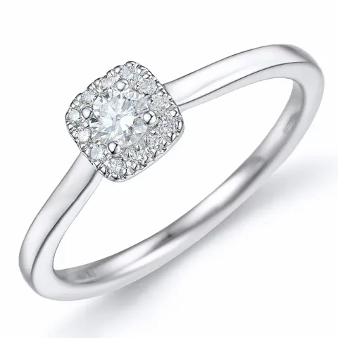 fyrkantigt diamant ring i 14 karat vitguld 0,15 ct 0,06 ct