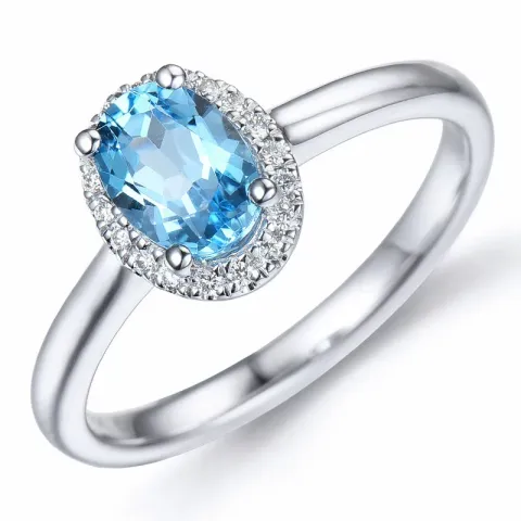 oval topas diamantring i 14 karat vitguld 0,92 ct 0,09 ct