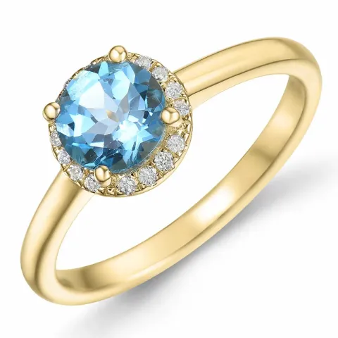 rund topas diamantring i 14  karat guld 1,08 ct 0,08 ct
