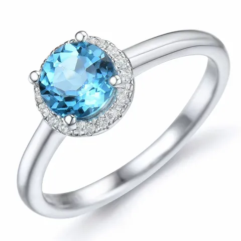 rund topas diamantring i 14 karat vitguld 1,08 ct 0,08 ct
