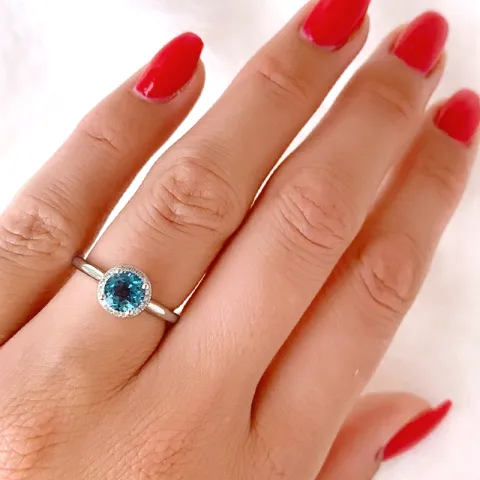 rund topas diamantring i 14 karat vitguld 1,08 ct 0,08 ct