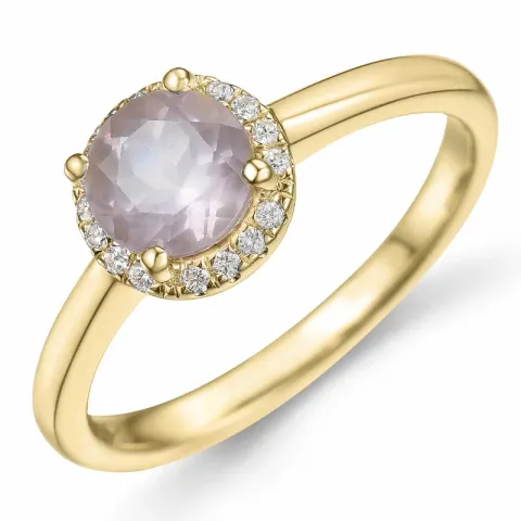 rund kvarts diamantring i 14  karat guld 0,80 ct 0,08 ct